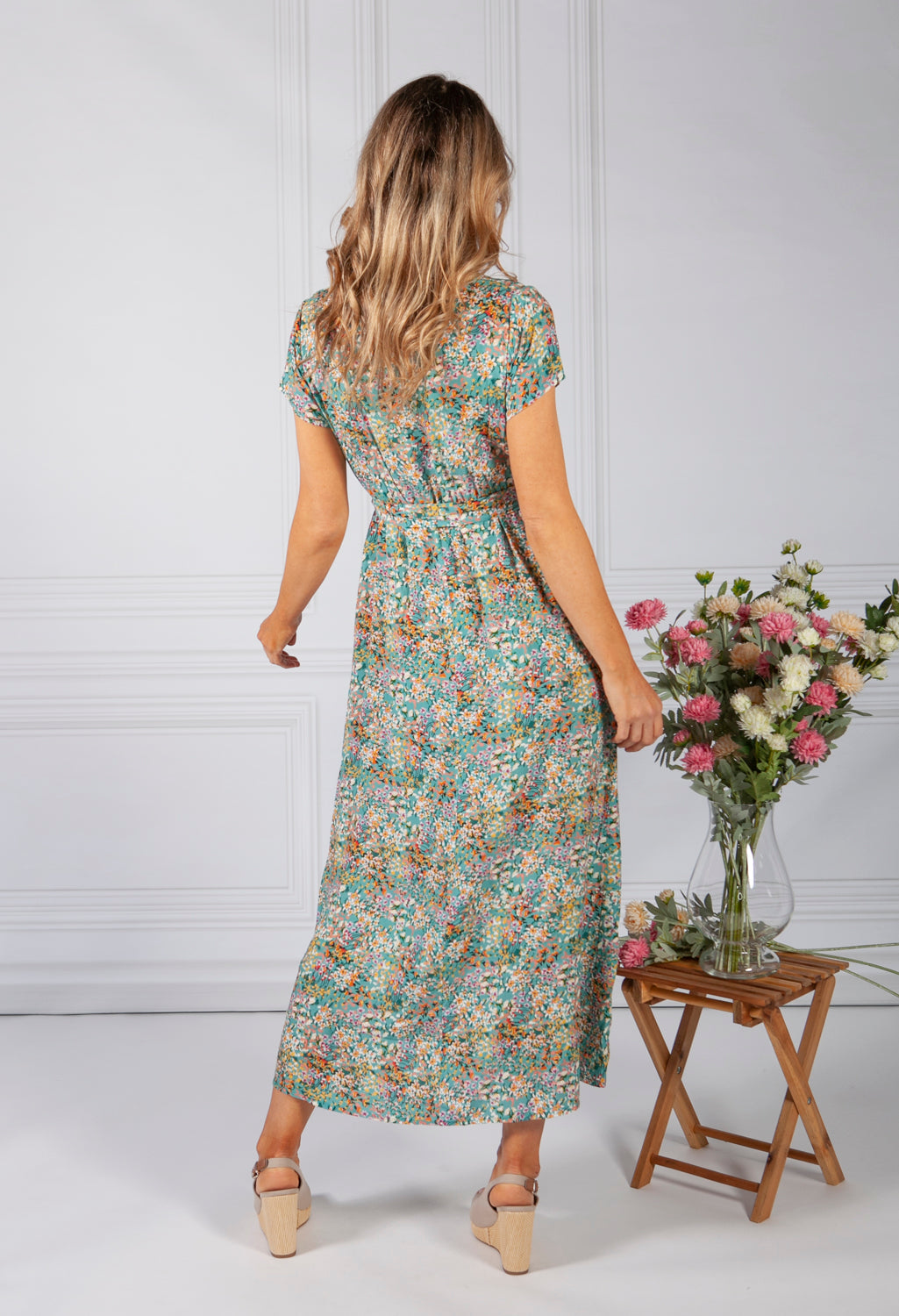 Sage Floral Print Dress