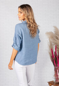 Cornflower Blue Relaxed Fit Linen Shirt