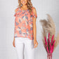 Coral Leaf Print Top