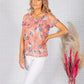 Coral Leaf Print Top