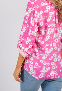 Pink Daisy Print Blouse