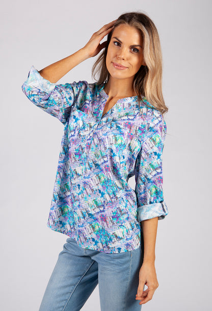 Purple Abstract Print Blouse