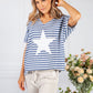 Star Design Knit Top in Deep Blue