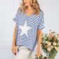 Star Design Knit Top in Deep Blue