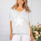 Star Design Knit Top in Light Grey