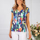 abstract print top with elasticated hemline