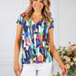 abstract print top with elasticated hemline