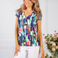 abstract print top with elasticated hemline