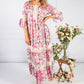 Pink Vintage Print Boho Dress