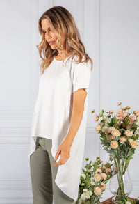 Cream Hi-Low Hem Top