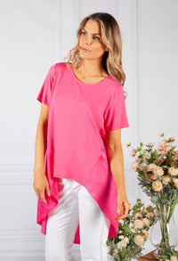 Fuchsia Hi-Low Hem Top