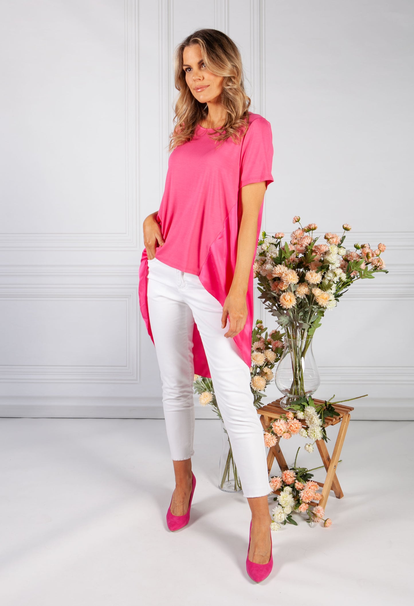 Fuchsia Hi-Low Hem Top