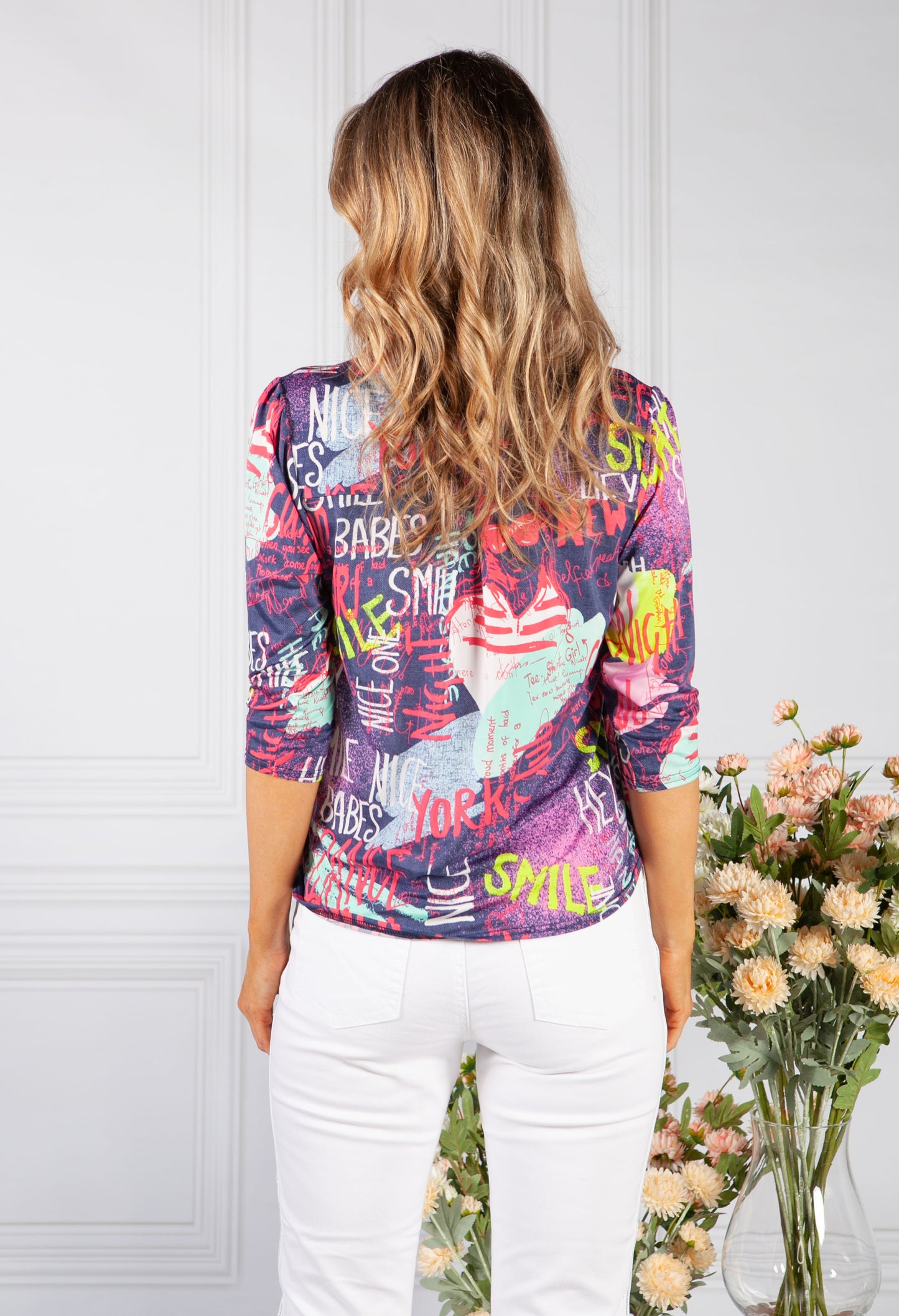 navy graffiti print shirt