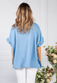 Jeans Optic Shirt Collar Blouse