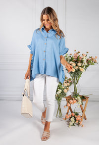 Jeans Optic Shirt Collar Blouse