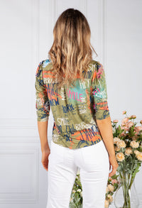 green graffiti print shirt