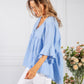 Light Blue Neckline Linen Look Blouse