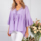 Wild Heather Lace Neckline Linen Look Blouse