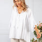 White Lace Neckline Linen Look Blouse