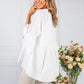 White Lace Neckline Linen Look Blouse