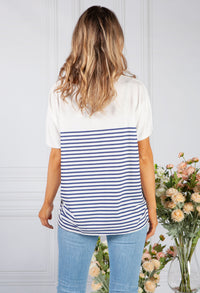 navy stripe top with star embellished detail