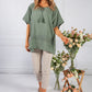 Khaki Tied Neck Linen Look Blouse