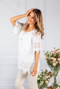 White Lace Bardot Top