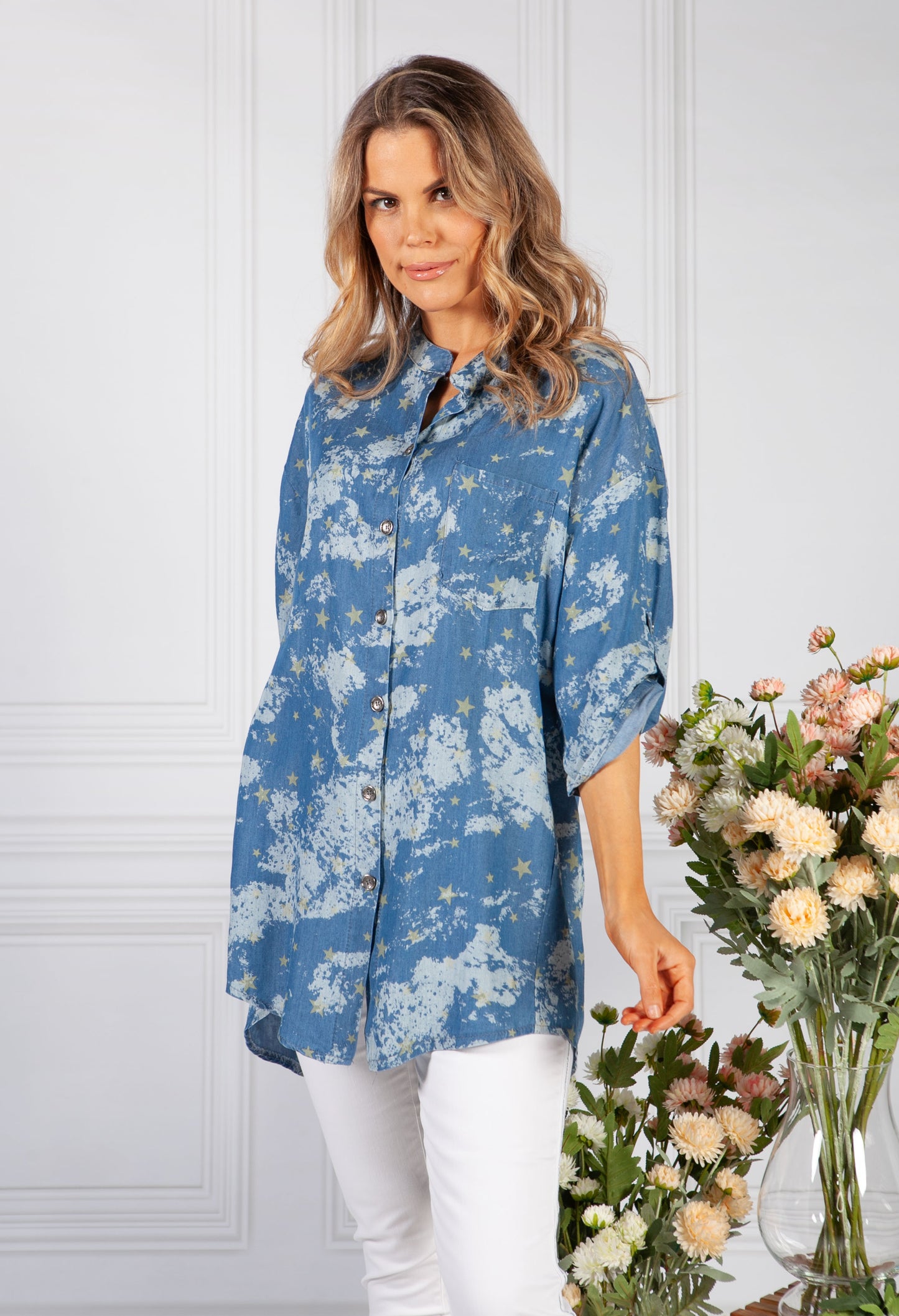 Blue Night Sky Print Shirt