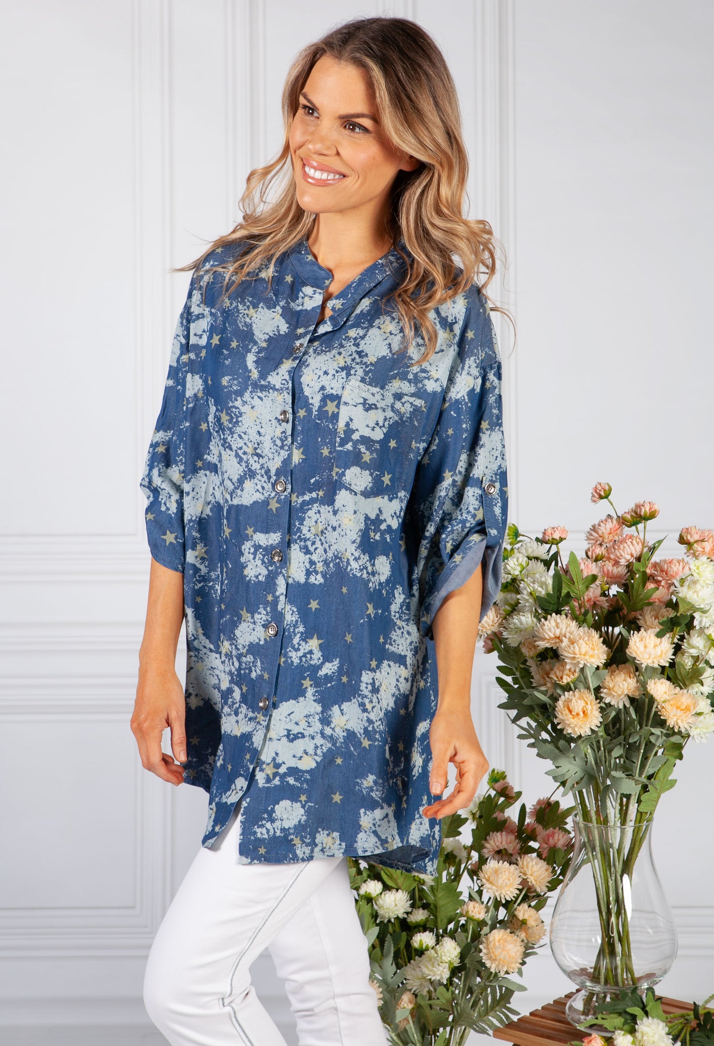 Navy Night Sky Print Shirt