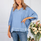 Blue Silk Feel Trim Top