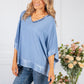 Blue Silk Feel Trim Top