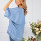 Blue Silk Feel Trim Top