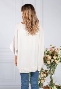 Cream Silk Feel Trim Top