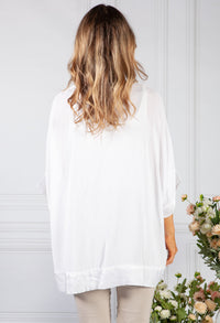 White Silk Feel Trim Top