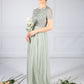 SAGE ROUND NECK SEQUIN AND TULLE DRESS