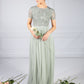 SAGE ROUND NECK SEQUIN AND TULLE DRESS