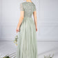 SAGE ROUND NECK SEQUIN AND TULLE DRESS