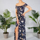 Floral Off the Shoulder Dress in Navy