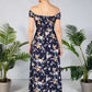 Floral Off the Shoulder Dress in Navy