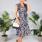 Navy Paisley Print Dress