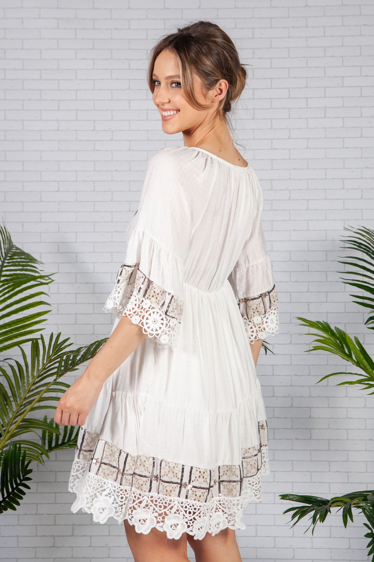 Sequin Trim Boho Dress