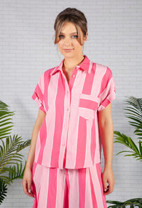 Loose Fit Pink Striped Shirt