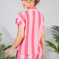 Loose Fit Pink Striped Shirt