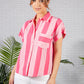 Loose Fit Pink Striped Shirt