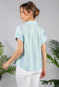 Loose Fitting Light Blue Striped Shirt