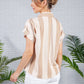 Loose Fit Beige Striped Shirt