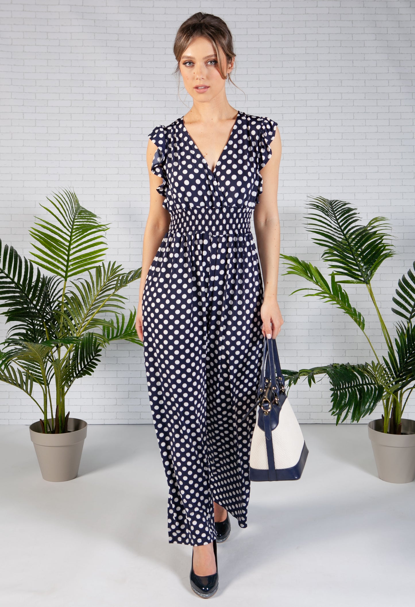 Navy Polka Dot Jumpsuit