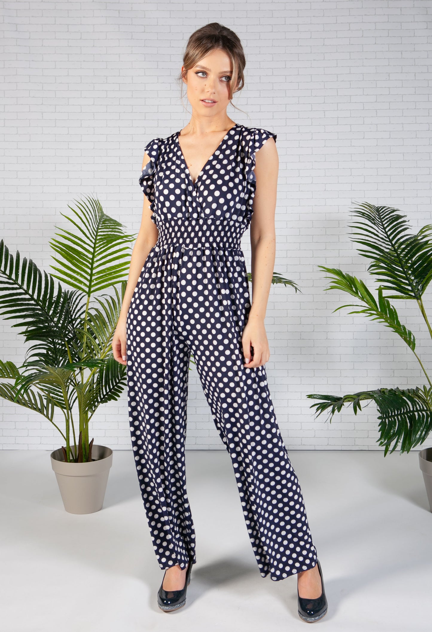 Navy Polka Dot Jumpsuit