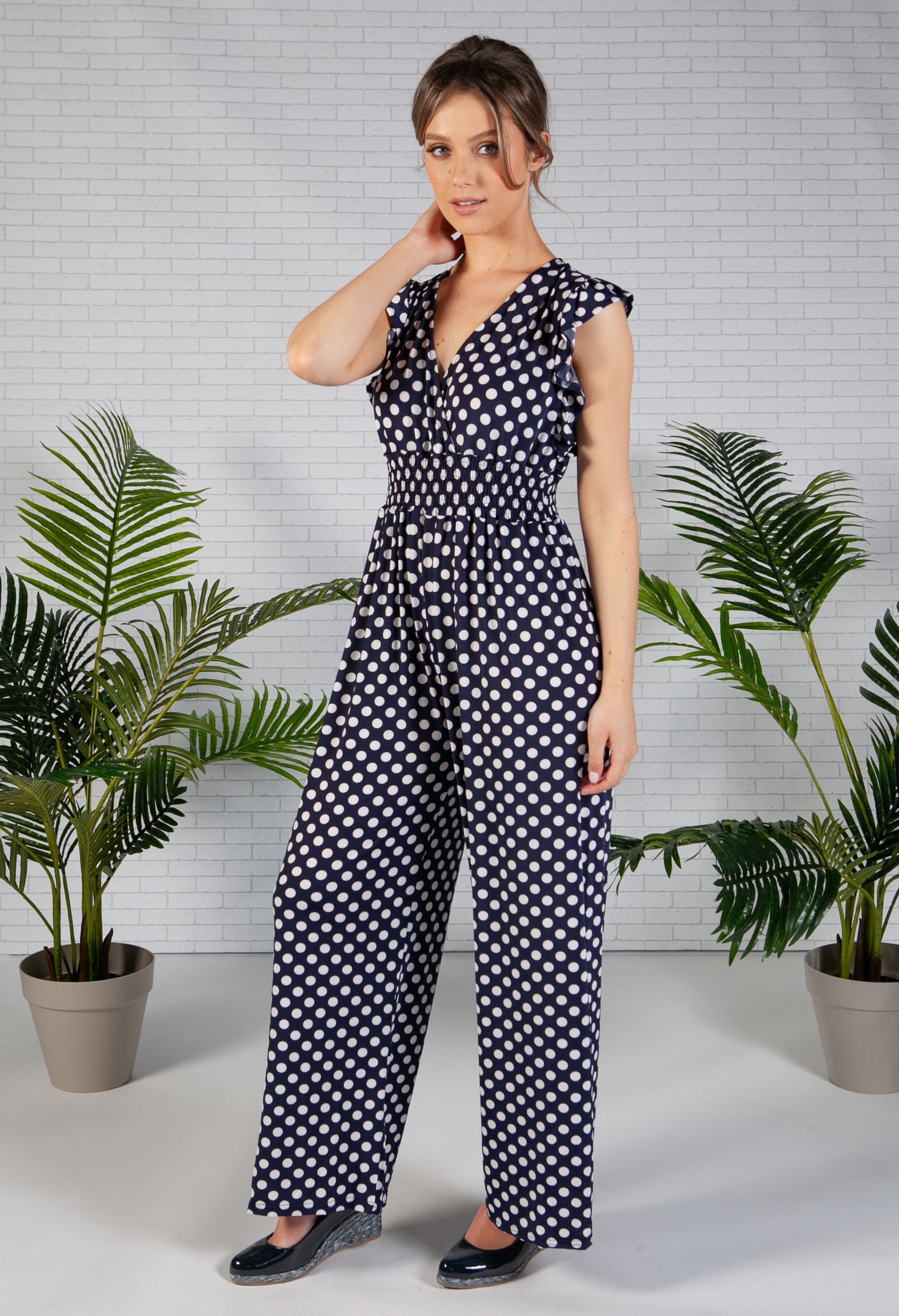 Navy Polka Dot Jumpsuit