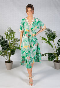 Green Paisley Print Dress-1